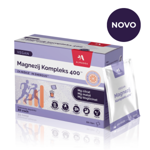 Izdelek Magnezij Kompleks 400™ z magnezijem v obliki bisglicinata, malata in citrata